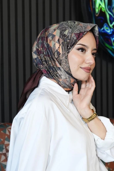Paisley Desen Bordo Soft Pamuk Eşarp ürün görseli 1