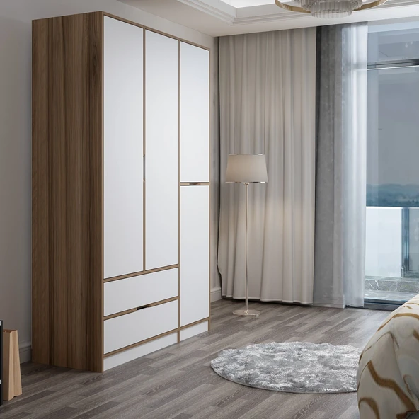 Minar Elina 3 Kapaklı Dolap Dore Beyaz - Resim 4