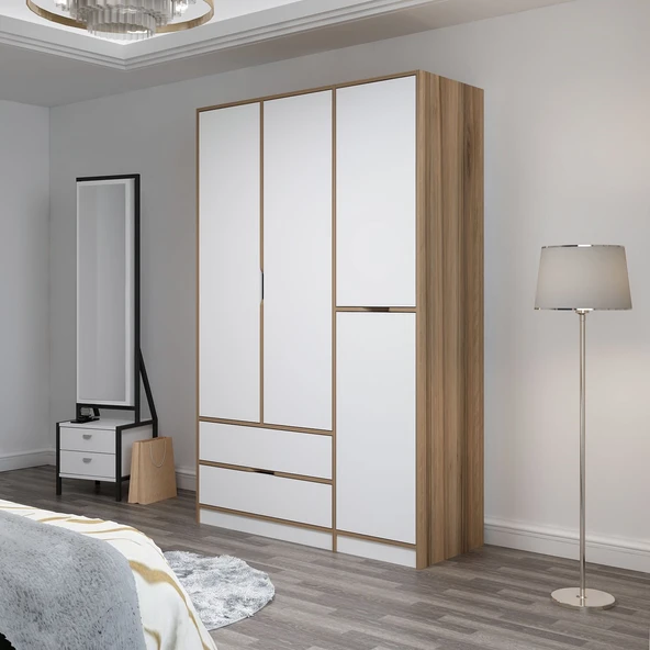 Minar Elina 3 Kapaklı Dolap Dore Beyaz - Resim 3