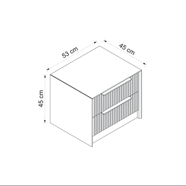 Minar Kale Luxe Soft 2Çek Mebran Komodin-Antrasit - Resim 6