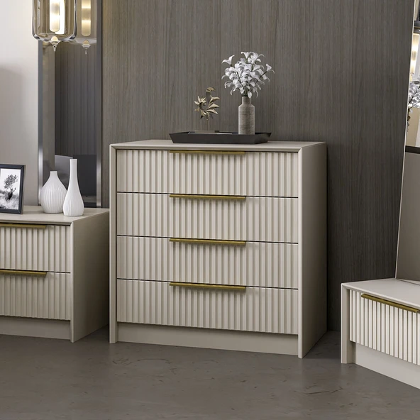 Minar Kale Luxe Soft 4Ç Mbrn Şifonyer-Kumtaşı ürün görseli 1