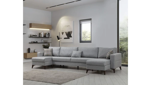 Minar Kristal Dinlenme+3+Dinlenme Köşe Takımı Açık Gri ürün görseli 1