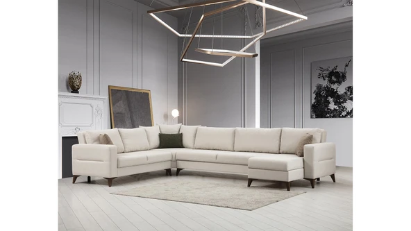 Minar Kristal Dinlenme+3+Köşe+2 Köşe Takımı Bej ürün görseli 1
