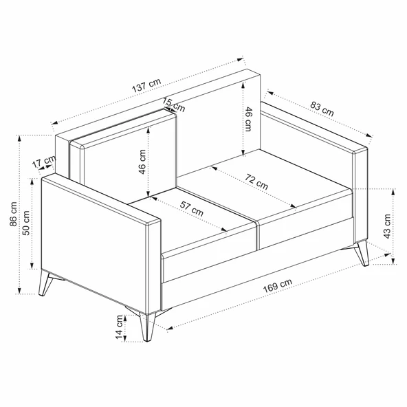 Minar Kristal 2'Li Koltuk Bej - Resim 7