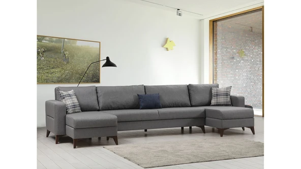 Minar Kristal Dinlenme+2+Dinlenme Köşe Takımı Koyu Gri ürün görseli 1