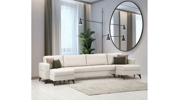 Minar Kristal Dinlenme+2+Dinlenme Köşe Takımı Bej ürün görseli 1