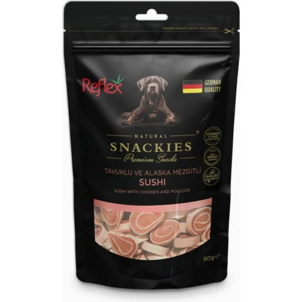 Reflex Snackies Tavuklu Alaska Mezgitli Kurutulmuş Et Köpek Ödülü 90gr ürün görseli 1