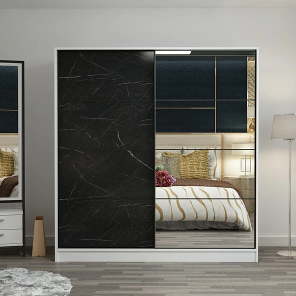 Minar Kale210 2K Sürgülü Dlp 220 Cm Byz Aynalı Royal Mermer ürün görseli 1