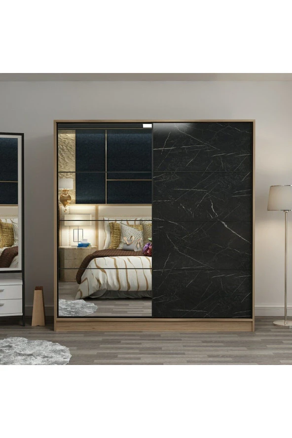 Minar Kale210 2k Sürgülü Dlp 220 Cm Dore Aynalı Royal Mermer ürün görseli 1