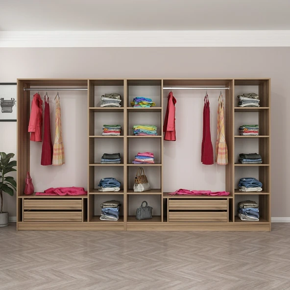 Minar Kale210 7 Bölmeli 4 Çek Giyinme Dolabı Dore ürün görseli 1