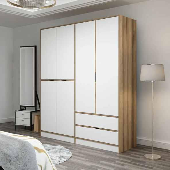 Minar Elina 4 Kapaklı Dolap-Dore-Beyaz - Resim 3