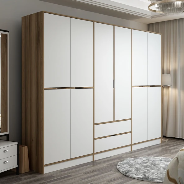 Minar Elina 6 Kapaklı Dolap-Dore-Beyaz - Resim 2