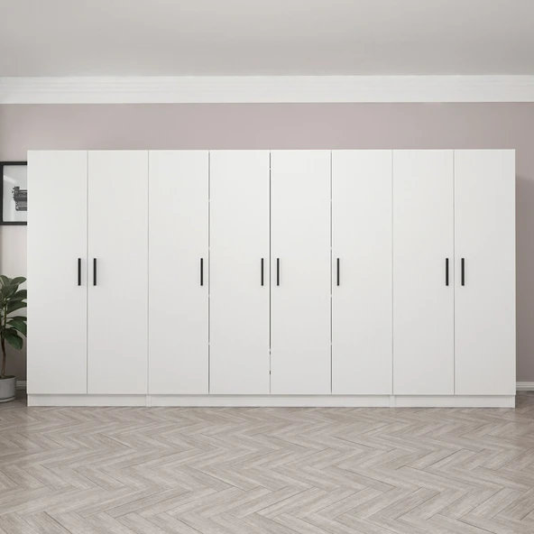 Minar Kale Zincir Dolap 8 Kapılı-Beyaz 2+4+2 ürün görseli 1
