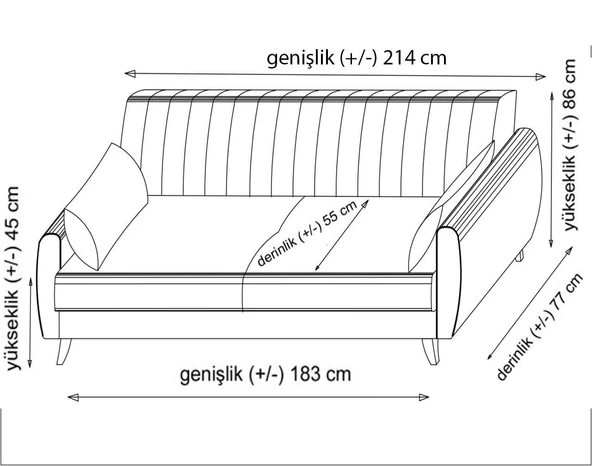 Minar Alkon Üçlü Koltuk-Açık Gri 99 - Resim 8