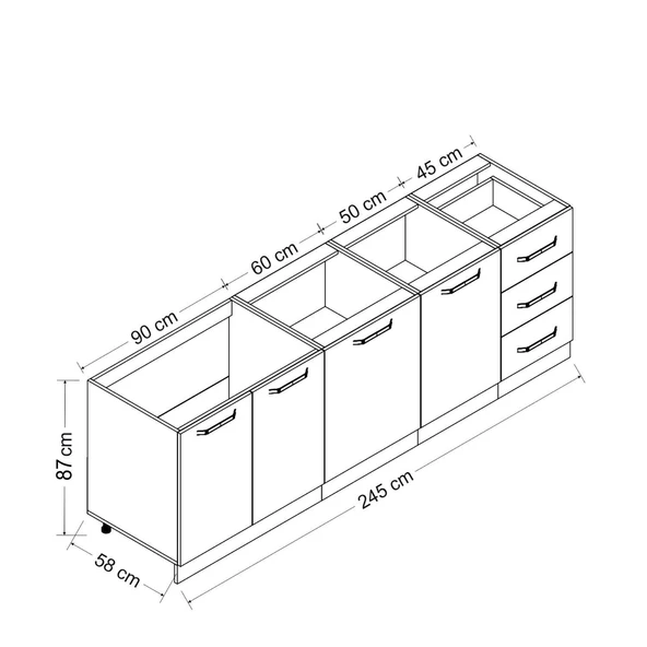 Minar 245 Cm Mutfak Dolabı Beyaz Dore 245-D1 - Resim 8