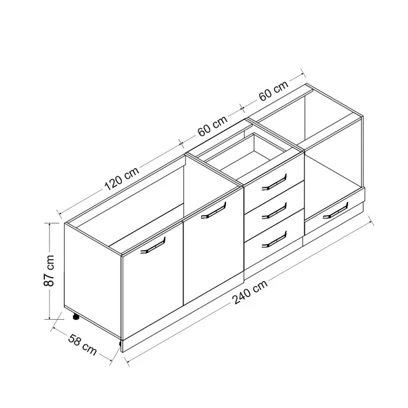 Minar 240 Cm Mutfak Dolabı Beyaz 240-B7 - Resim 8