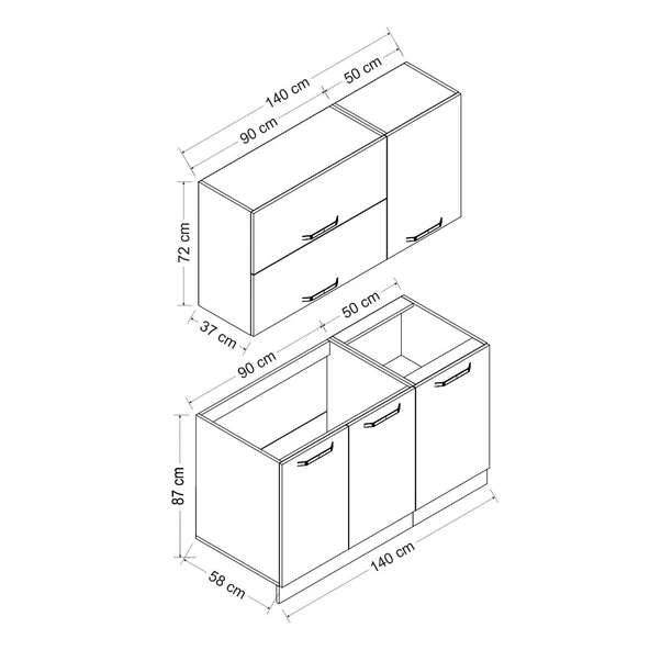 Minar 140 Cm Mutfak Dolabı Beyaz 140-B2 - Resim 8