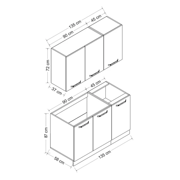 Minar 135 Cm Mutfak Dolabı Beyaz 135-B1 - Resim 8