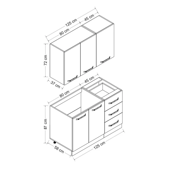 Minar 125 Cm Mutfak Dolabı Beyaz 125-B2 - Resim 8