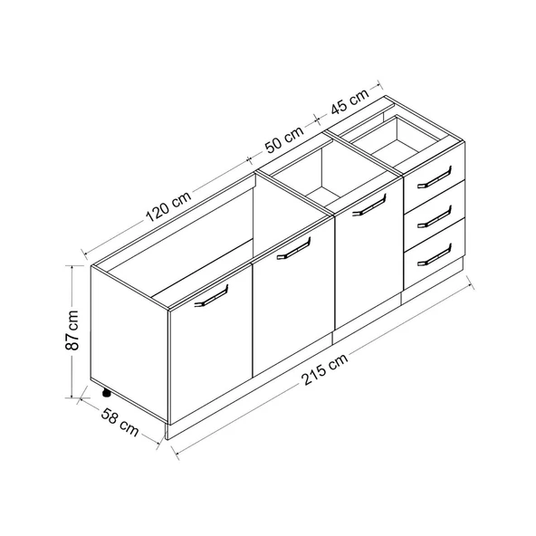 Minar 215 Cm Mutfak Dolabı Beyaz 215-B2 - Resim 8