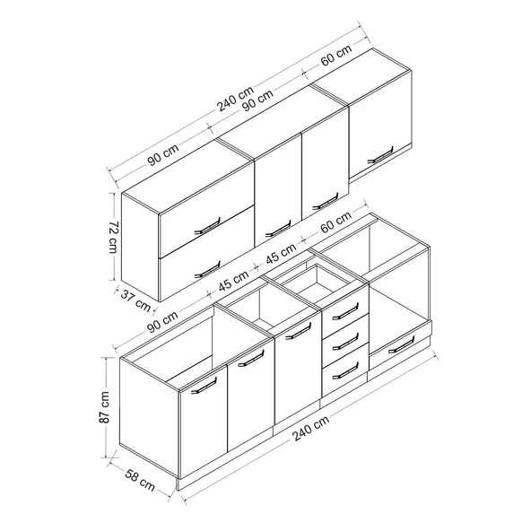 Minar 240 Cm Mutfak Dolabı Beyaz Dore 240-D6 - Resim 8