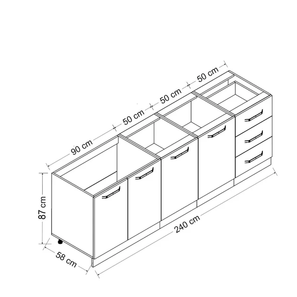 Minar 240 Cm Mutfak Dolabı Beyaz 240-B1 - Resim 8