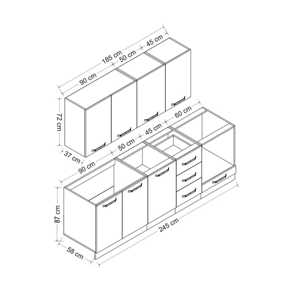 Minar 245 Cm Mutfak Dolabı Beyaz 245-B7 - Resim 8