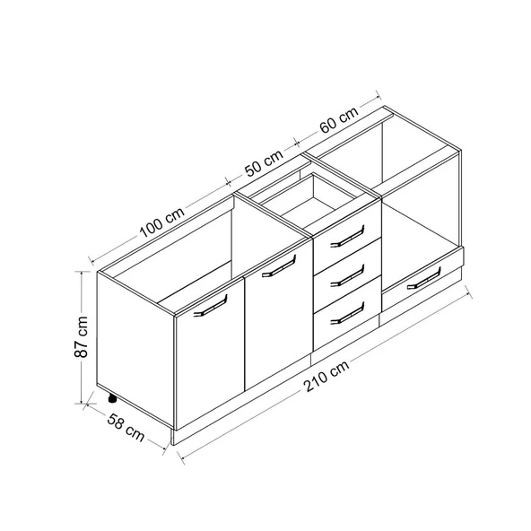 Minar 210 Cm Mutfak Dolabı Beyaz 210-B6 - Resim 8