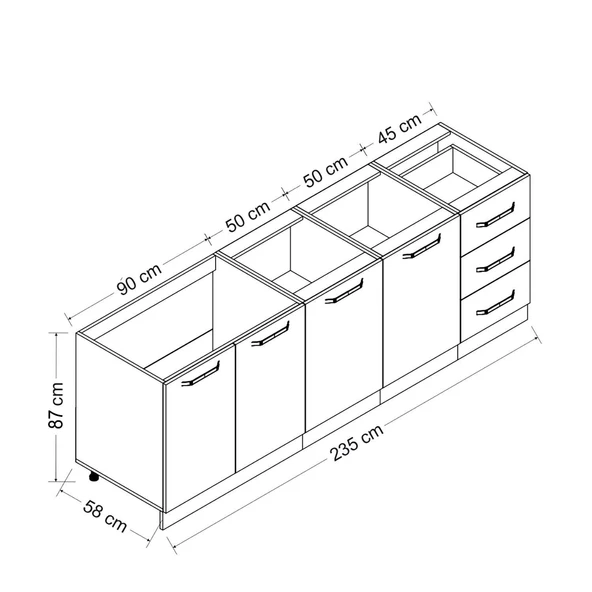 Minar 235 Cm Mutfak Dolabı Beyaz 235-B2 - Resim 8