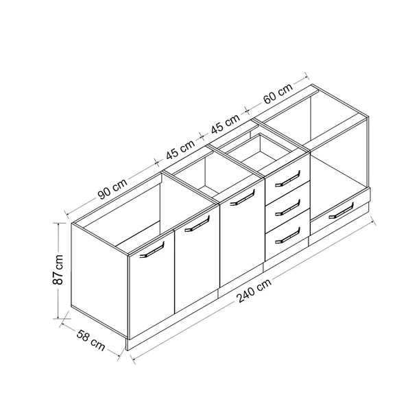 Minar 240 Cm Mutfak Dolabı Beyaz 240-B4 - Resim 8