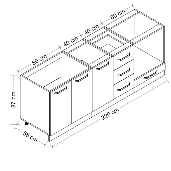Minar 220 Cm Mutfak Dolabı Beyaz 220-B4 - Resim 8