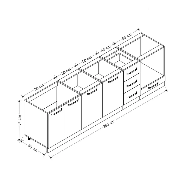 Minar 280 Cm Mutfak Dolabı Beyaz Dore 280-D6 - Resim 8