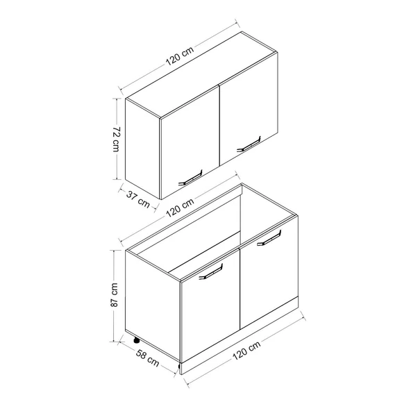 Minar 120 Cm Mutfak Dolabı Beyaz 120-B1 - Resim 8