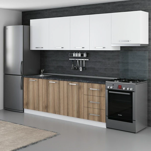Minar 280 Cm Mutfak Dolabı Beyaz Dore 280-D4 - Resim 5