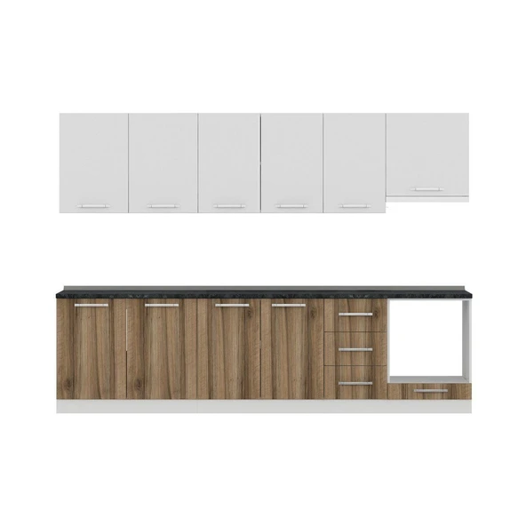 Minar 295 Cm Mutfak Dolabı Beyaz Dore 295-D5 - Resim 2