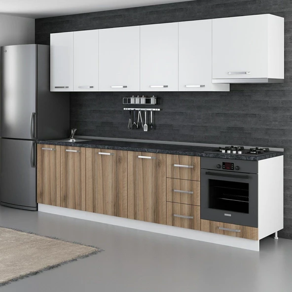 Minar 290 Cm Mutfak Dolabı Beyaz Dore 290-D5 - Resim 5