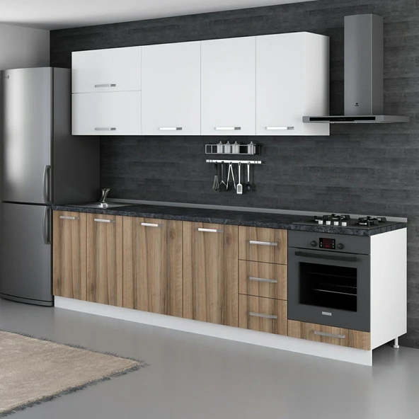 Minar 290 Cm Mutfak Dolabı Beyaz Dore 290-D6 - Resim 5