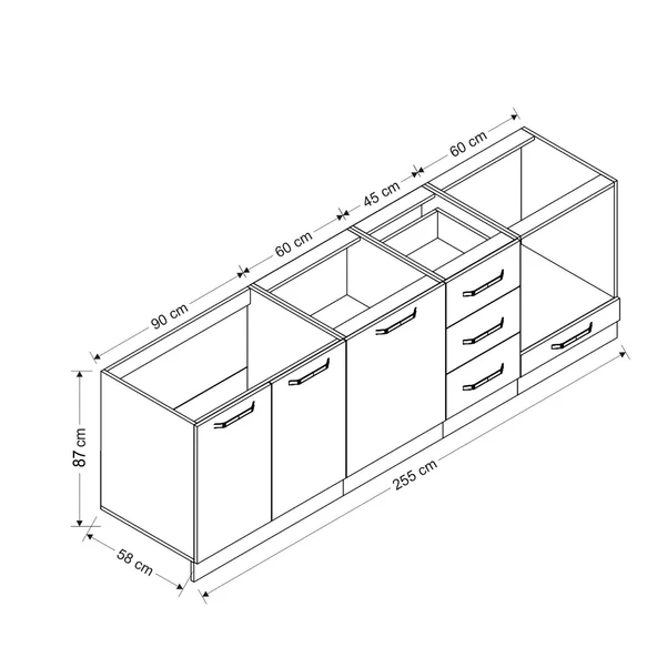 Minar 255 Cm Mutfak Dolabı Beyaz 255-B3 - Resim 8