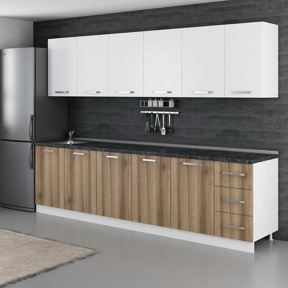 Minar 290 Cm Mutfak Dolabı Beyaz Dore 290-D2 - Resim 5