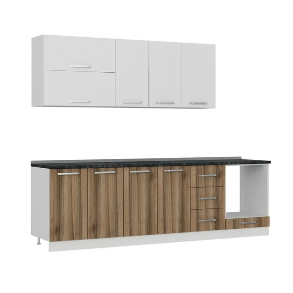 Minar 265 Cm Mutfak Dolabı Beyaz Dore 265-D6 - Resim 3