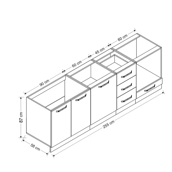Minar 255 Cm Mutfak Dolabı Beyaz Dore 255-D3 - Resim 8