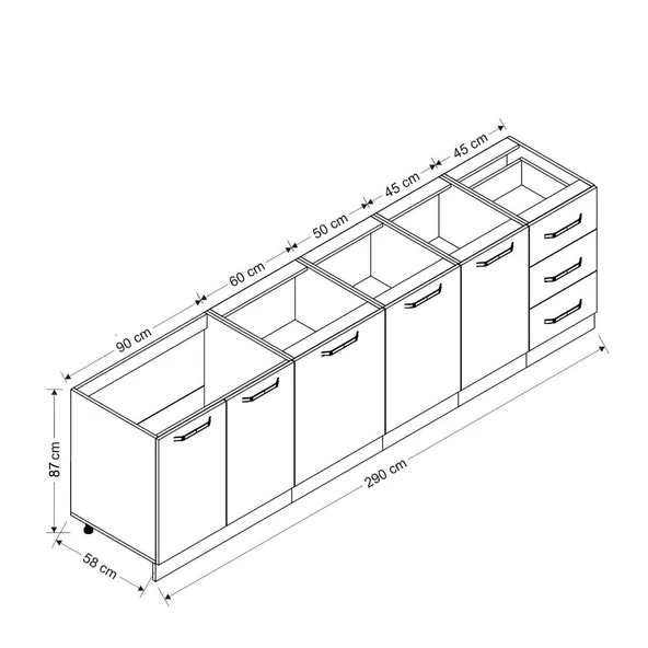 Minar 290 Cm Mutfak Dolabı Beyaz Dore 290-D1 - Resim 8