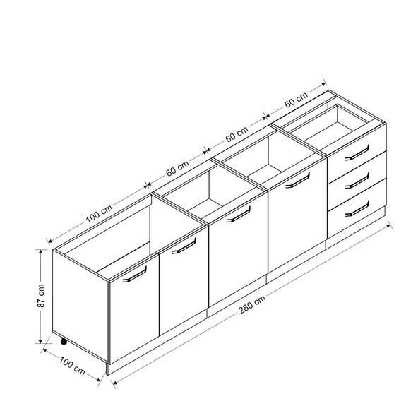 Minar 280 Cm Mutfak Dolabı Beyaz Dore 280-D2 - Resim 8
