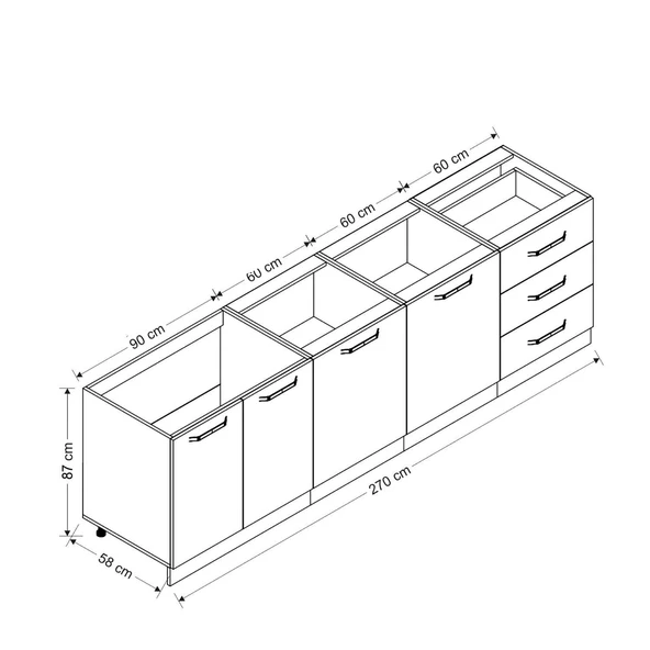 Minar 270 Cm Mutfak Dolabı Beyaz Dore 270-D1 - Resim 8