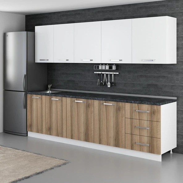 Minar 280 Cm Mutfak Dolabı Beyaz Dore 280-D2 - Resim 5
