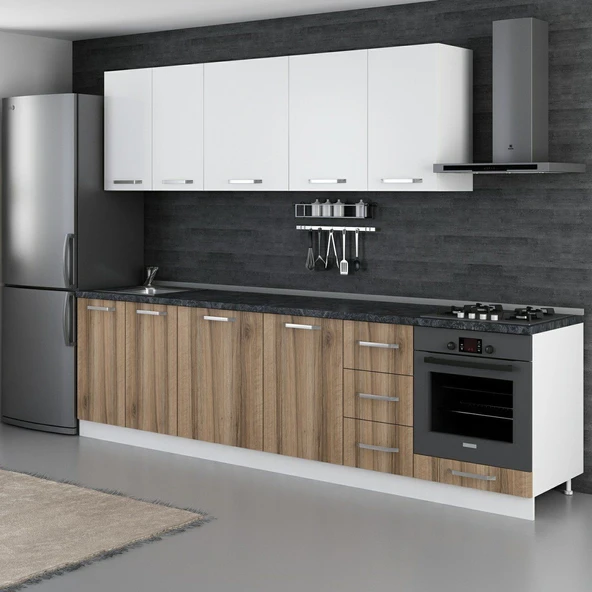 Minar 290 Cm Mutfak Dolabı Beyaz Dore 290-D3 - Resim 5