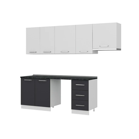 Minar 255 Cm Mutfak Dolabı Beyaz Antrasit 255-A12 - Resim 6