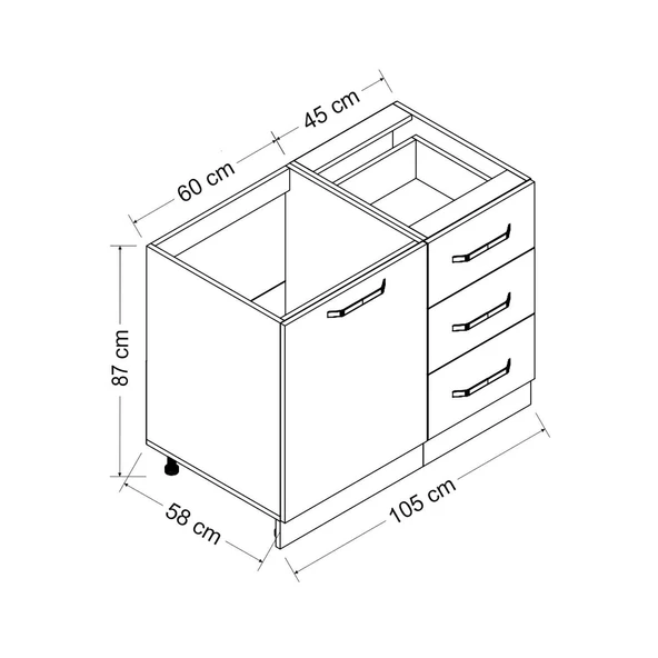 Minar 105 Cm Mutfak Dlb Byz 105-B1-Alt - Resim 8
