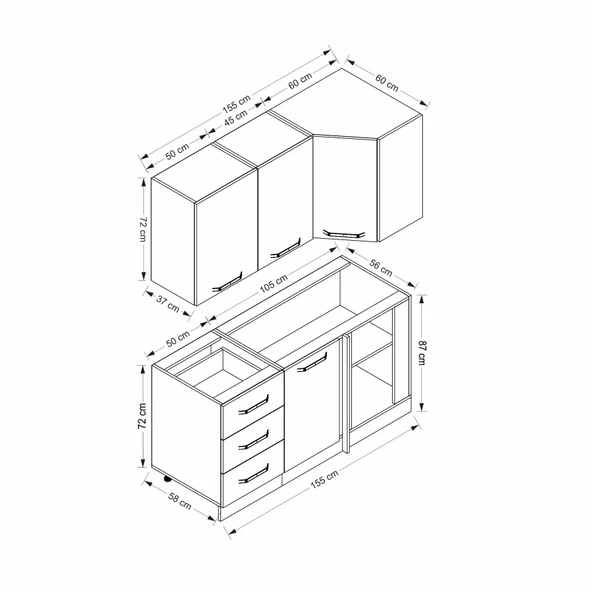 Minar 155Cm Köşe Mtfk Dlp Byz K155-B2 - Resim 8