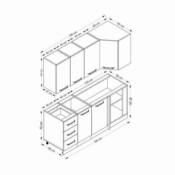 Minar 185Cm Köşe Mtfk Dlp Byz Dore K185-D4 - Resim 8